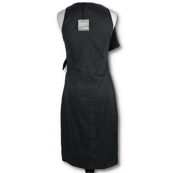 New Sarah Pacini dress 00 black 73% linen asymmetric wrap Minimalist avant-garde - Picture 4 of 13